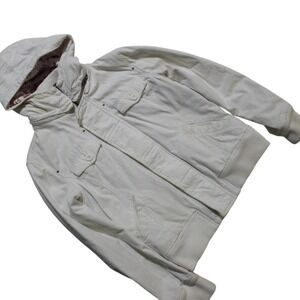 Womens Y2K Style Off-white Military Utility Removable Hood Jacket